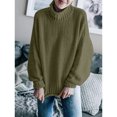 thumbnail image 2 of Xijirk Women's Pullover Sweaters Off Shoulder Knitted Long Sleeve Loose Casual Cozy Women's Pullover Sweaters for Outerwear Wear,Army Green,L, 2 of 4