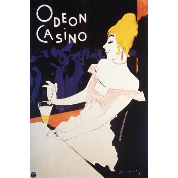 Odeon Casino Vintage French Vintage Illustration Art Deco Liquor Vintage French Wall Art Nouveau Booze Poster Print French Advertising Vintage Art Prints Cool Wall Decor Art Print Poster 12x18