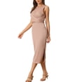 thumbnail image 4 of INSPIRE CHIC Robe Midi Sans Manches Décontractée pour Femmes, Taille Croisée, Khaki m, 4 of 5