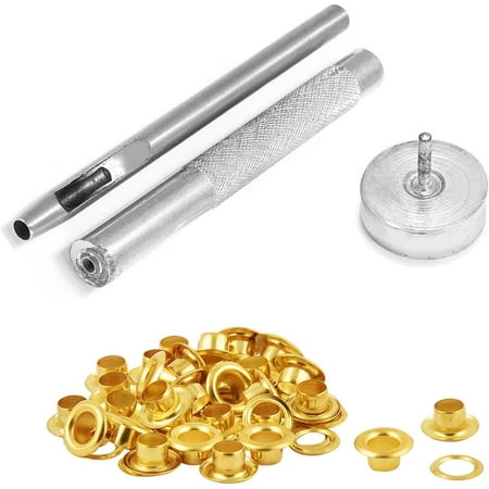 

Trimming Shop 100 Set 20mm Eyelets Grommet with 3 Grommet Setting Tool Eyelet Punch Kit for DIY Leathercrafts Tarpaulin Vinyl Banners Pool Covers Gold