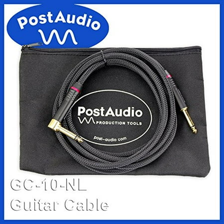 Post Audio Extra Fat Nylon Armored 10’ Angle Guitar Cable with Gold Ends & Carrying (Best Guitar Speaker Cable)