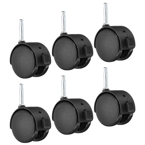 Unique Bargains 2.4' Swivel Stem Casters Nylon 360 Degree Insert Stem Wheel with Brake, 6 Pack