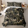 thumbnail image 2 of Manfei Hippie Camo Stars Print Quilt Full,Boys Friendly Style Full Bedspread Sets,Green Beige,Black Reversible,3-Piece,1 Coverlet and 2 Pillowcases, 2 of 7
