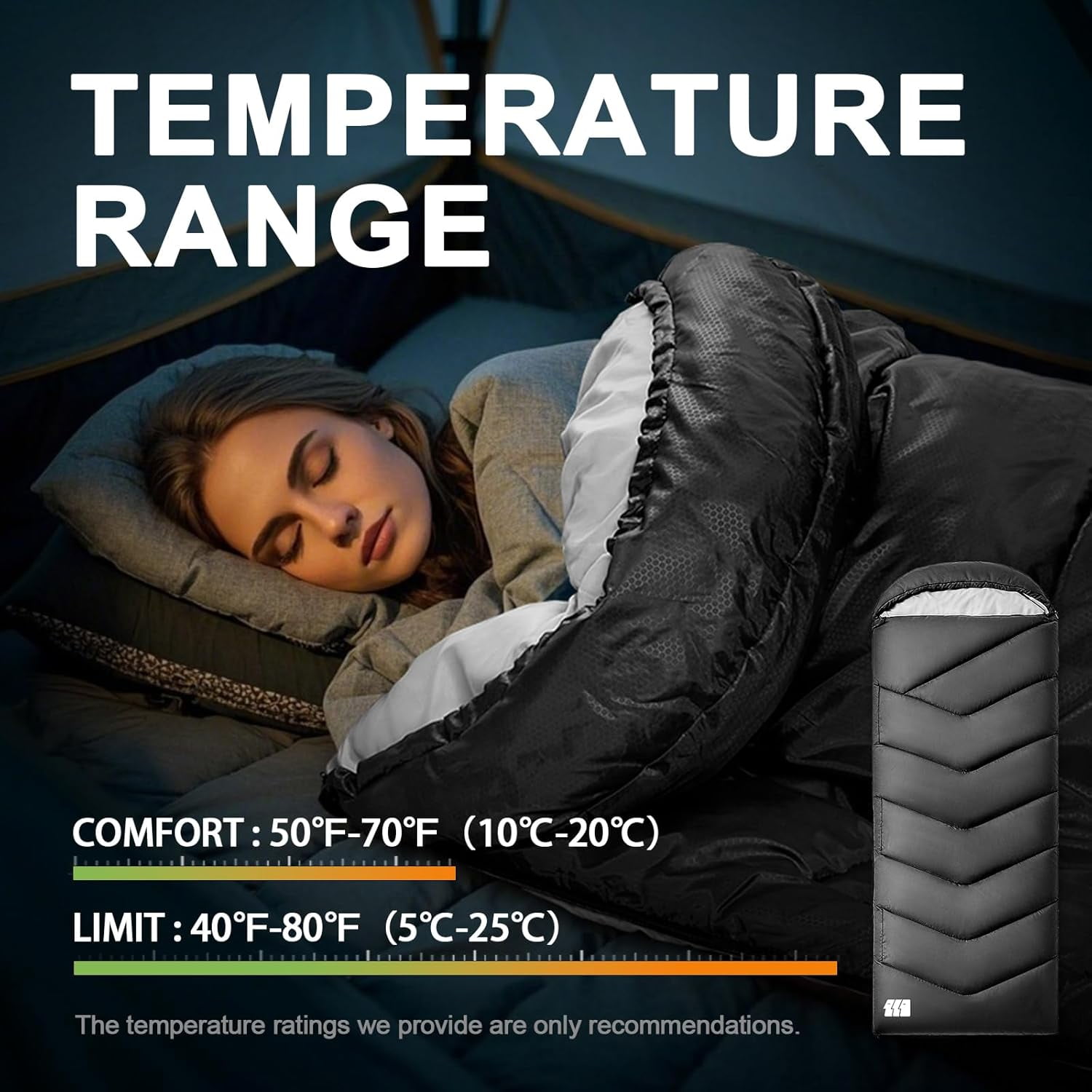 Sleeping Bags for Adults Cold Weather & Warm,Backpacking Camping Bag Tall Girls Boys,Lightweight,Compact,Waterproof Gear Traveling,Hiking,Hotel,Outdoor Indoor