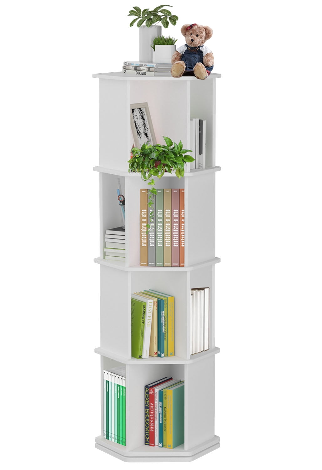 tonchean 4 Tier 360° Rotating Bookshelf Kids, 52