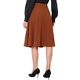 thumbnail image 3 of Falda midi plisada A-Line INSPIRE CHIC para mujeres, faldas vintage de trabajo de cintura alta, XS Naranja Marrón, 3 of 6
