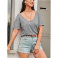 thumbnail image 6 of Women Large V-Neck Short Sleeve Bottoming Shirt, 6 of 6