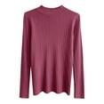 thumbnail image 4 of Pink Womens Tops Autumn and Winter Cardigan Women's New Half High Round Neck Hollow Knitted Top Loose Bottoming Shirt Going Out Tops for Women, 4 of 4