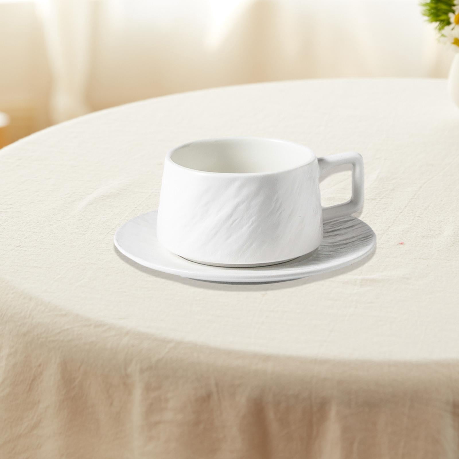 Fiocias Cappuccino Cups with Saucer, Espresso Latte Cup, Creative Unique Porcelain Cups, white