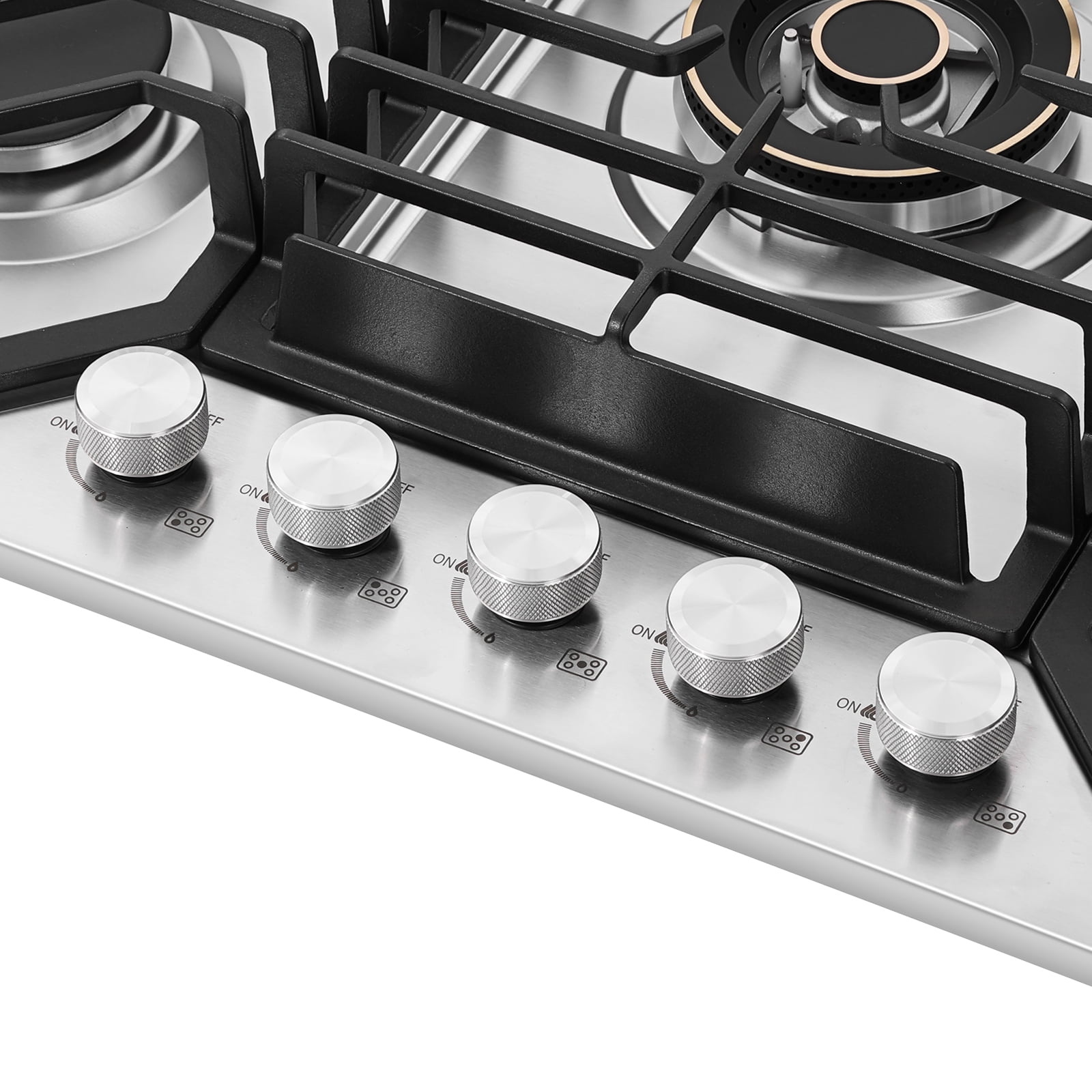 30 in. 5-Burner Gas Cooktop in Stainless Steel with Quick Boil and Simmer Burner