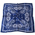 thumbnail image 5 of Vintage Paisley Print Square Silk Scarf for Women, 35-inch Large Fashion Neck Scarf, Lightweight Satin Head Scarf and Hair Accessory Navy, 5 of 6
