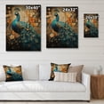 thumbnail image 4 of Designart "Blue Gold Emerald Peacock Drips" Animals Print on Natural Pine Wood, 4 of 5