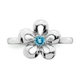 thumbnail image 4 of 925 Sterling Silver Stackable Expressions Polished Blue Topaz Flower Ring Size: 7; for Adults and Teens; for Women and Men, 4 of 5