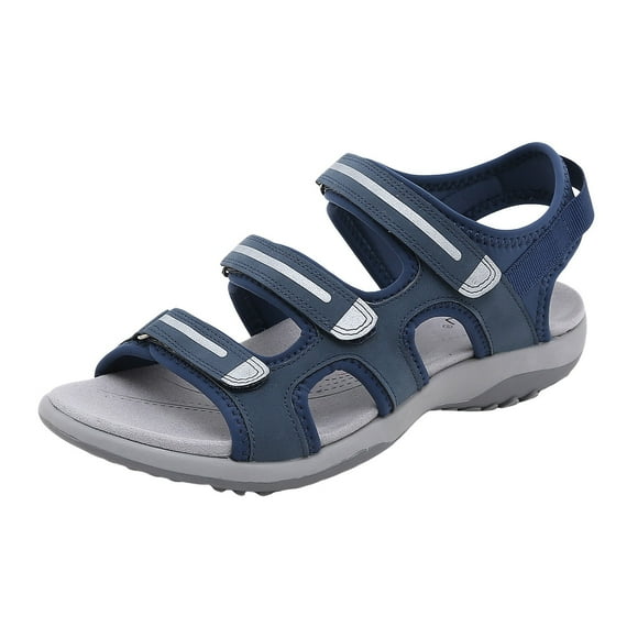 2DXuixsh Womens Sandals Lightweight Soft Footbed Thin Strap Beach Sandal Sport Hiking Sandal Adjustable Hooks Arch Support Beach Vacation Casual Sandals Blue Size 9