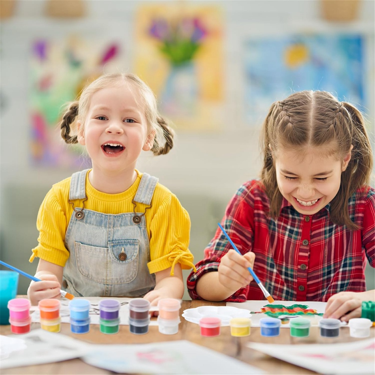 336 Pcs Mini Acrylic Paint Set 24 Set 12 Colors Acrylic Paint Strips 48Pcs Painting Brushes for Kids Adults (3ml)