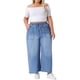thumbnail image 2 of Jeans de mujer plus size Agnes Orinda con cordón, pantalones de mezclilla elásticos de cintura, pantalones palazzo anchos de chambray con bolsillos 3X azul claro, 2 of 6