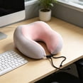 thumbnail image 5 of MMJ Memory Foam U Shaped Travel Pillow Ice Silk Cooling Neck Rest Slow Rebound Portable for Airplane Car Nap Washable Cover, 11.81x11.41in, 5 of 6