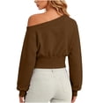 thumbnail image 5 of Women Sweatshirt Top Baeitkot Women Winter Casual Sports Style Sloping Shoulder Long Sleeved Sweatshirt Pullover Top Coffee L, 5 of 6