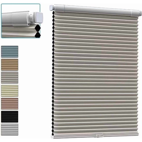 Myshade No Drill Blackout Shades Tension Cordless Cellular Blinds for Indoor Windows No Tools Window Blinds & Shades