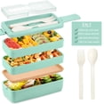 thumbnail image 2 of Fiambreras Bento para adultos, fiambreras japonesas Bento, compartimento 3 en 1, contenedores apilables herméticos para preparar comidas, aptos para microondas, B, 2 of 4