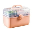 thumbnail image 1 of yingyy Pill Case with Handle Foldable Capacity 2-layers Drawer Emergency First Aid Kit Storage Box Household Plastic Container Pink Extra large, 1 of 6