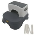 thumbnail image 1 of Taburete para niños con doble escalón, antideslizante, altura ajustable, base ancha, ergonómico, de 2 capas, desmontable, color gris y blanco, 1 of 14