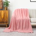 thumbnail image 2 of Soft 100% Cotton Knitted Throw Blanket for Couch Home Office Hotel Blanket Pink 50"x60", 2 of 7
