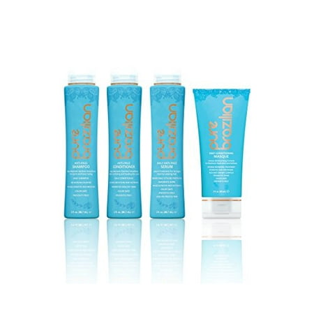 Pure Brazilian Anti Frizz 4 Piece Essential Care Kit - Smooths Hair Long