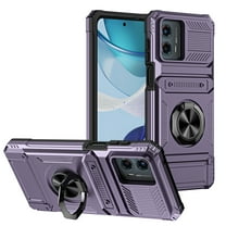 Armor Case for Moto G 5G (2023) Heavy Duty Kickstand Case with Rotate Ring Stand & Card Holder Slot,Support Magnetic Car Mount Shockproof Rugged Back Phone Case For Motorola Moto G 5G (2023),Violet