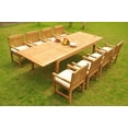 thumbnail image 4 of Teak Dining Set: 8 Seater 9 Pc: Large Caranasas 122" Double Extensions Double Extensions Dining Rectangle Table & 8 Devon Arm/Captain Chairs Outdoor Patio Grade-A Teak Wood WholesaleTeak #WMDSDVs, 4 of 5