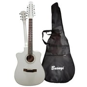 12/6 Strings Acoustic/Electric Double Neck,  Busuyi Guitar, Travel Acoustic Guitar with Classical Metal Heel 41inch Cutaway Guitar, 39inch Acoustic Guitar, Double Sided Neck Guitar, 2022 NPS +Bag
