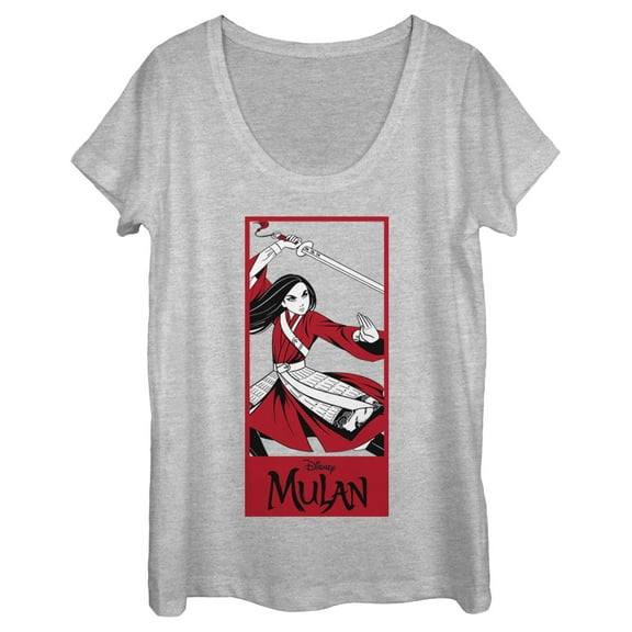 Women's Mulan Warrior Pose  Scoop Neck Athletic Heather X Large