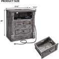 thumbnail image 2 of 26" Tall Farmhouse Nightstand, 2 Drawers End Table w/Charging Station, 23.6" Wide Large Side Table w/Roman Column, Wood Rustic Sofa Table w/Open Shelf, Bedside Table for Bedroom, Light Gray, 2 of 14