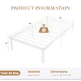 thumbnail image 3 of Merrland 14 Inch Twin XL Size Bed Frame, Heavy Duty Metal Platform with Storage, Steel Slat Support, Easy Assembly, White, 3 of 6