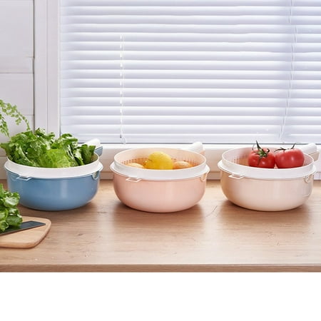 

Yutnsbel Double Layer Drain With Handle Vegetable Fruit Kitchen Vegetable With Cover Vegetable Washing With Handle Clearance
