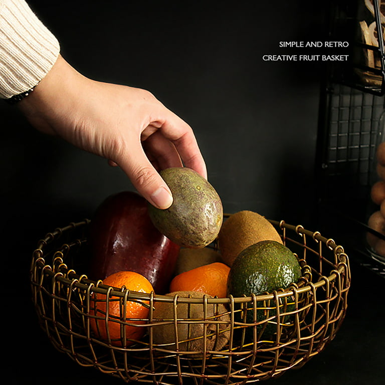 US$ 15.99 - Black Metal Wire Fruit Bowl, Iron Arts Fruit Storage