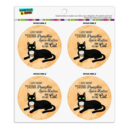 

I Just Want to Drink Pumpkin Spice Lattes and Pet My Cat Refrigerator Fridge Locker Vinyl Circle Magnet Set