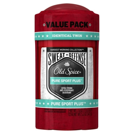 Old Spice Hardest Working Collection Sweat Defense Anti-Perspirant Pure Sport Plus Twin Pack 2.6 (Best Sweat Proof Deodorant)