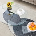 thumbnail image 3 of Glass Coffee Tables for Living Room Round Coffee Tables Black Marble Pattern Circle Coffee Table for Small Space Home Office,Oval Countertop, 3 of 10