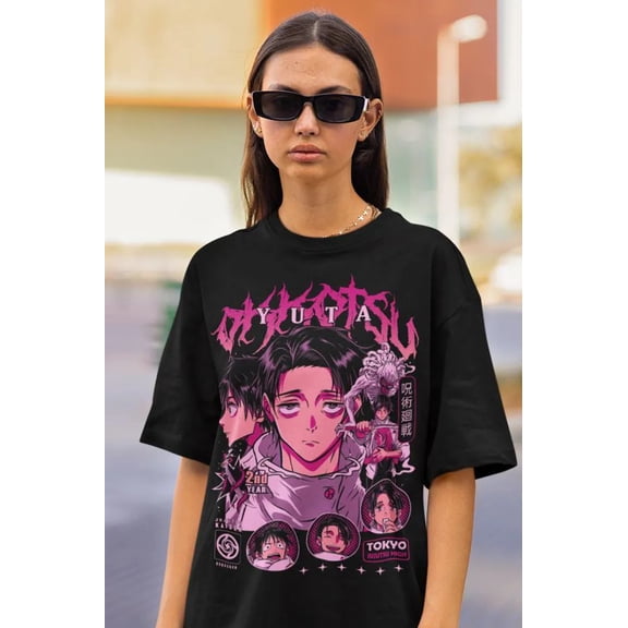 ANIME JUJUTSU KAIIZEN OKKOTSU YUTA HIPHOP BLACK T SHIRT
