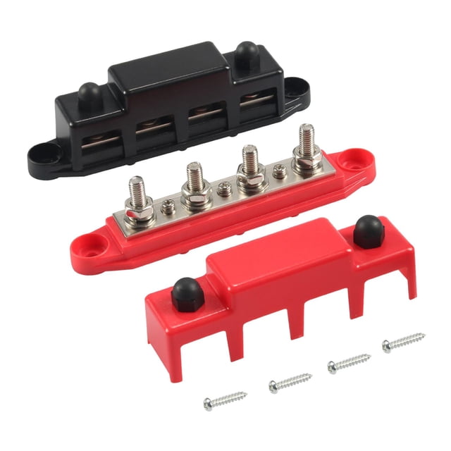 Barra Colectora de Bloque de Distribución de Energía Universal de 4 Terminales con Cubierta para Automóviles, Camiones, Barcos, Yates Marinos, 2 Pieza Pernos M8 150A