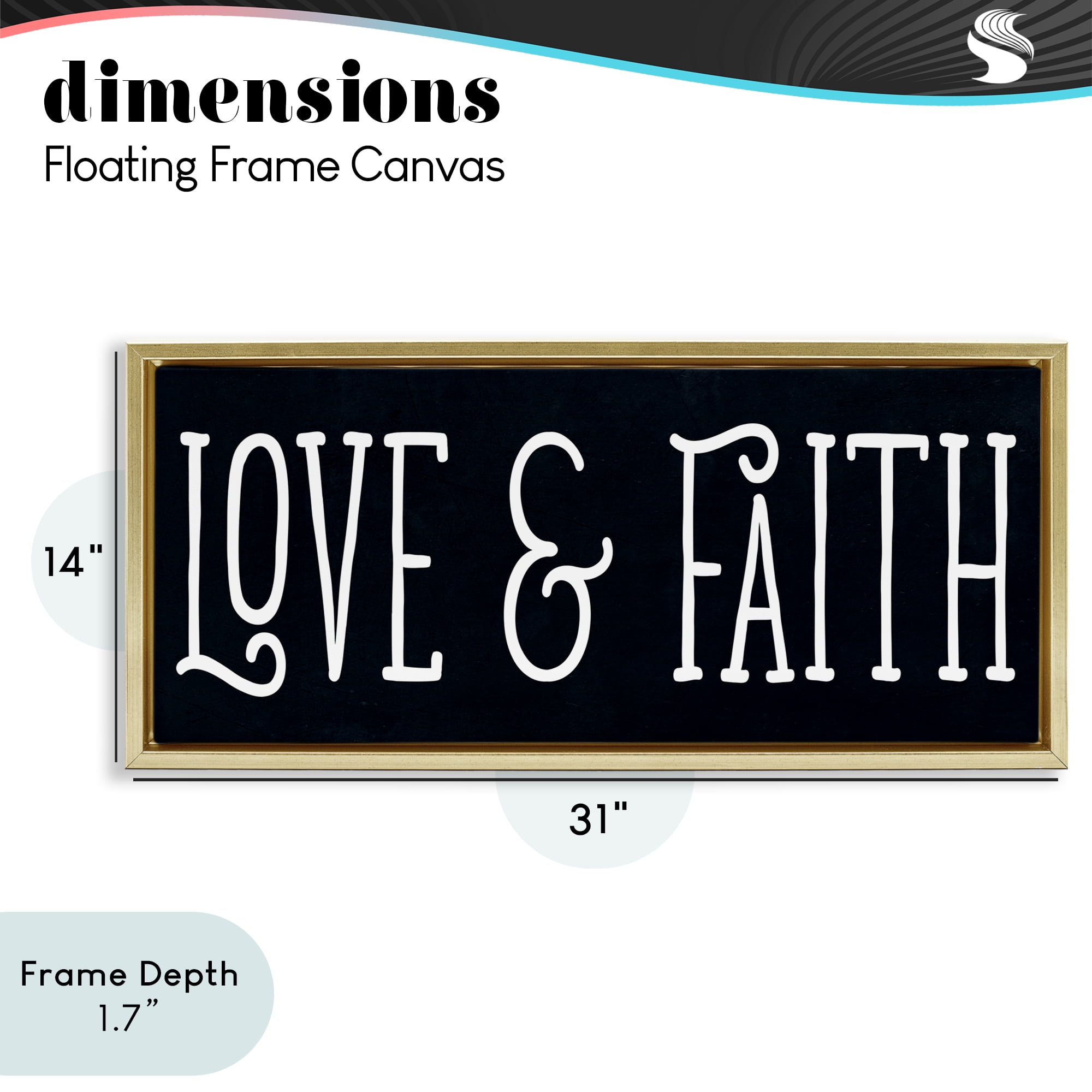 Stupell Industries Love & Faith on Black Gold Framed Floater Canvas Wall Art, design by SD Graphics Studio