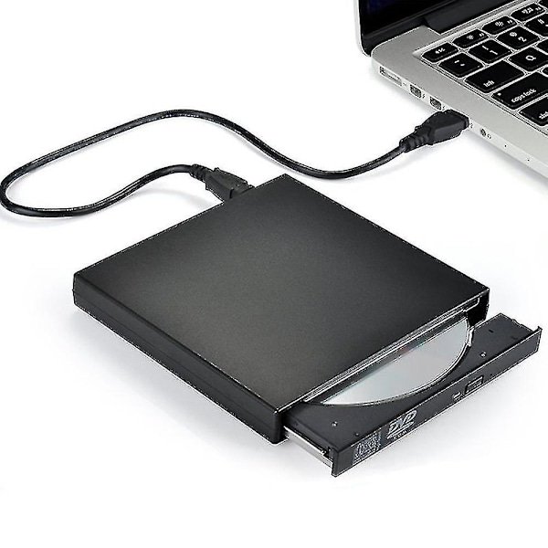 Clé Externe CD/DVD, USB 2.0 Mince Portable Clé Externe CD-RW DVD-RW Brûleur pour Ordinateur Portable PC Ordinateur de Bureau, Noir