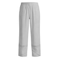 thumbnail image 4 of Mifsaly Cropped Linen Pants Women Patchwork Lace Elastic Waist Summer Capris with Pockets Eyelet Hem Details Loose Fit Casual Beach Vacation Lounge Wear Outfits Gray,XXXL, 4 of 7