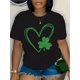 thumbnail image 1 of Women's T-Shirt, Saint-Patrick's Day Heart & Clover Print, Casual Crew Neck, Short Sleeve, Spring/SuCamisetas de verano para mujer, manga corta, cuello redondo, casual, lindo, con gráficos, camisetas, 1 of 6