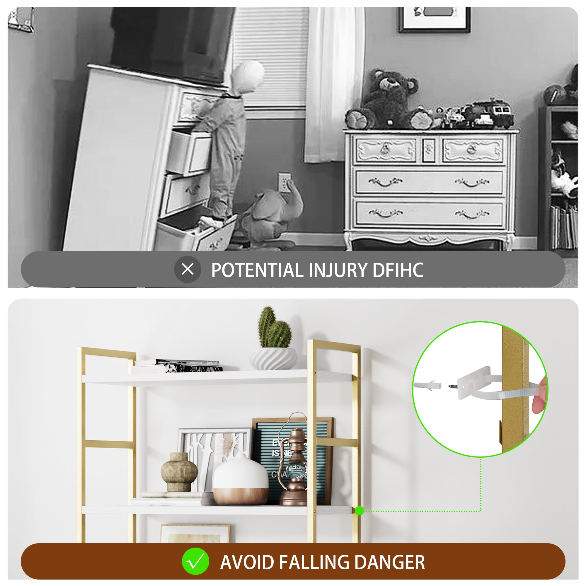 Walsunny Bookshelves Wooden Bookcases 5 Tiers H-Shaped Bookshelf with 5 Open Display Shelves Gold