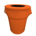 thumbnail image 1 of LA Linen Stretch Spandex Trash Can cover 44-Gallon Round,Orange, 1 of 3