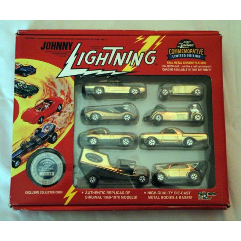 Johnny Lightning Commemorative Gold Chrome 8 Car Set