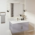 thumbnail image 2 of Geneva 36 in. W Dark Grey Vanity, White Quartz Top, Faucet Set, and 36 in. LED Mirror, 2 of 11