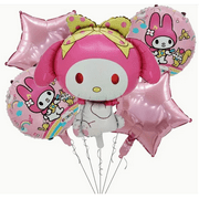 5 PC. SANRIO HELLO KITTY MY MELODY FOIL MYLAR PARTY BALLOONS SET-NWT!